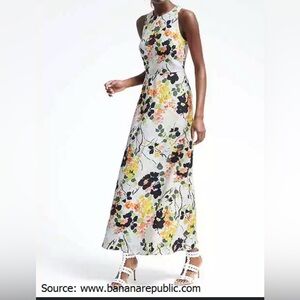 Banana Republic Floral Dress - White, Black, Pink, Yellow